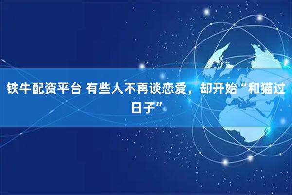 铁牛配资平台 有些人不再谈恋爱，却开始“和猫过日子”