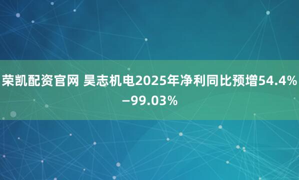 荣凯配资官网 昊志机电2025年净利同比预增54.4%—99.03%